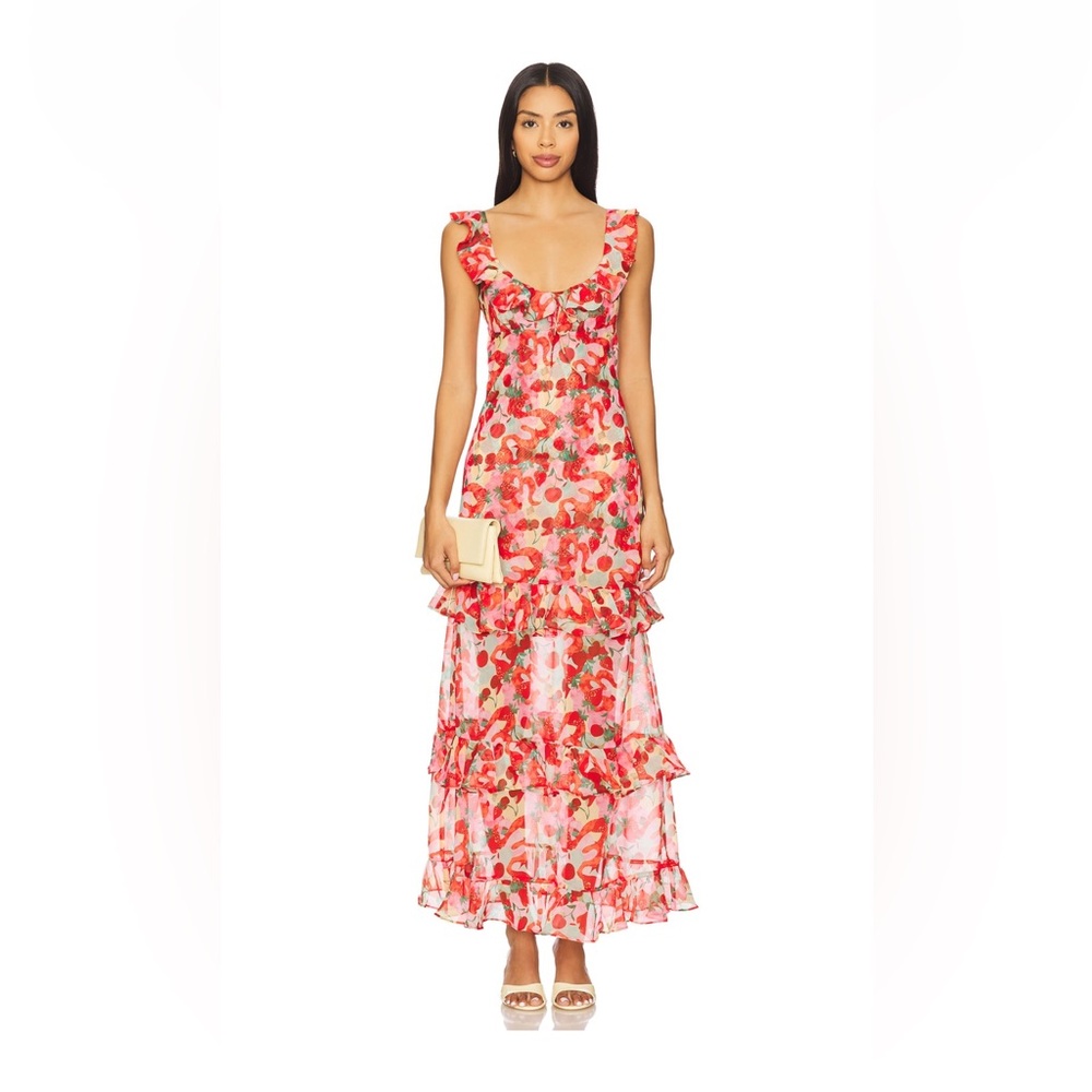 FOR LOVE & LEMONS Ambrosia Maxi Red Dress NWT